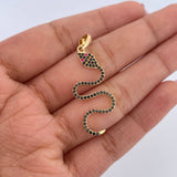 Pendant Snake 1.85gr / 3.8cm / Fuchsia Black Zircons 18K Yellow Gold &