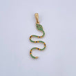 Pendant Snake 1.9gr / 3.8cm / Green Black Yellow Zircons 18K Yellow Gold &