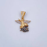 Pendant San Miguel Archangel 4.7gr / 2.9cm / White Zirconia Tres Oros 18K $