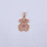 Pendant Bear Ts 2.05gr / 2.7cm / Pink Black White Zircons 18K Rose Gold &