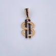 Dije Signo Dólar 3.7gr / 3.3cm / Circones Negros Blancos Dos Oros Negro Amarillo 18K &