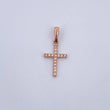 Dije Cruz 0.85gr / 2.4cm / Circones Blancos Oro Rosa 18K &