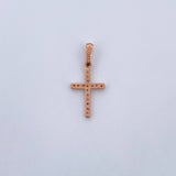 Dije Cruz 0.85gr / 2.4cm / Circones Blancos Oro Rosa 18K &