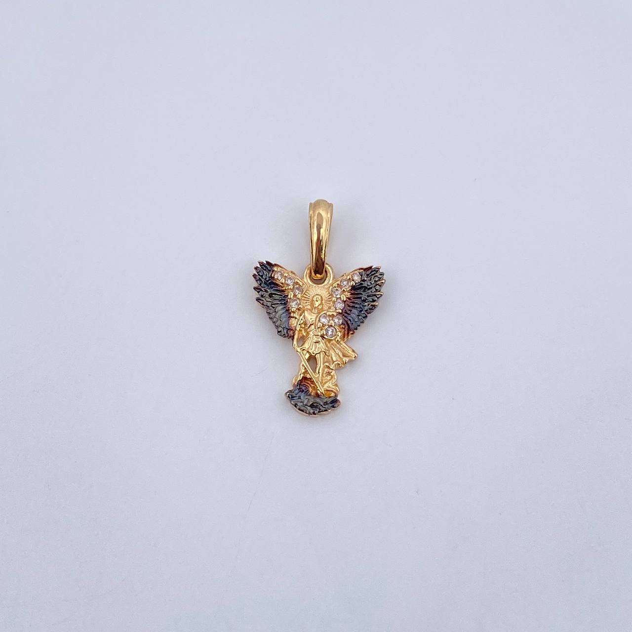 Pendant San Miguel Archangel 1.6gr / 2.1cm / White Zirconia Two-tone Black Yellow 18K &
