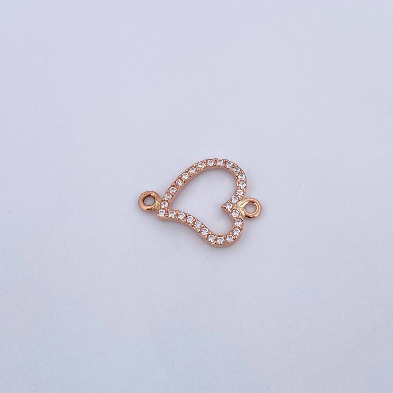 Charm Heart Silhouette 1gr / 1.9cm / White Zircons 18K Rose Gold &