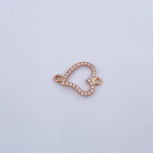 Charm Heart Silhouette 1gr / 1.9cm / White Zircons 18K Rose Gold &