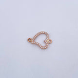 Charm Heart Silhouette 1gr / 1.9cm / White Zircons 18K Rose Gold &