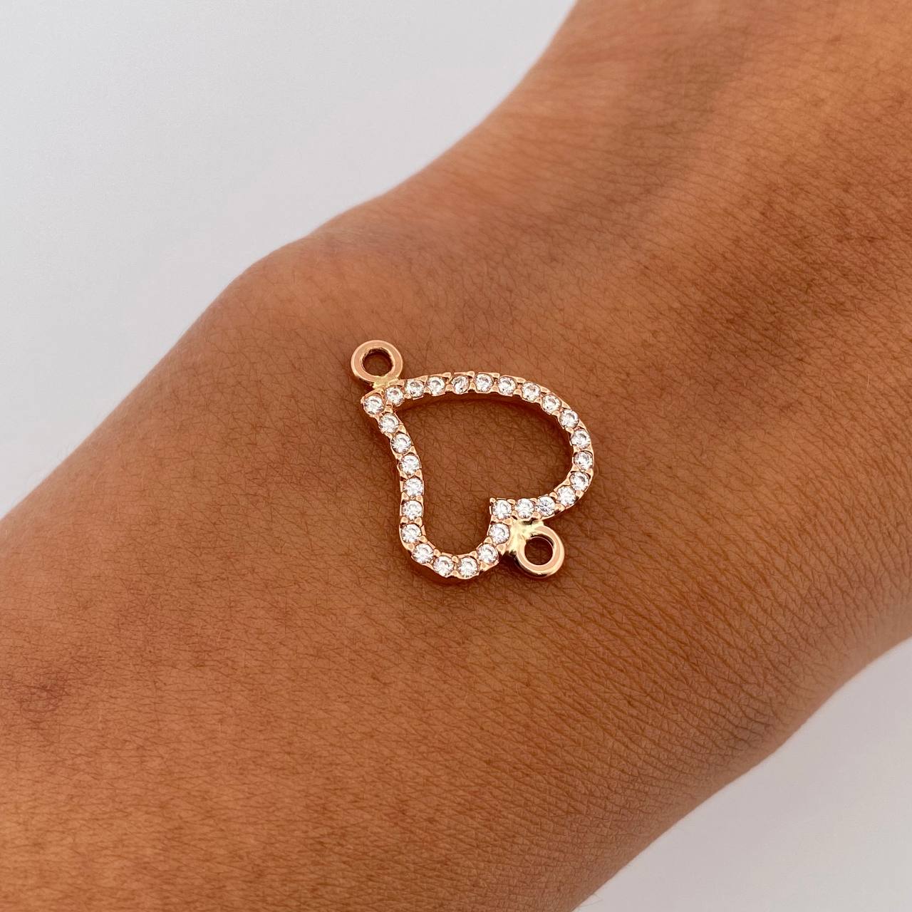 Charm Heart Silhouette 1gr / 1.9cm / White Zircons 18K Rose Gold &