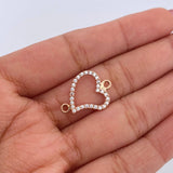 Charm Heart Silhouette 1gr / 1.9cm / White Zircons 18K Rose Gold &