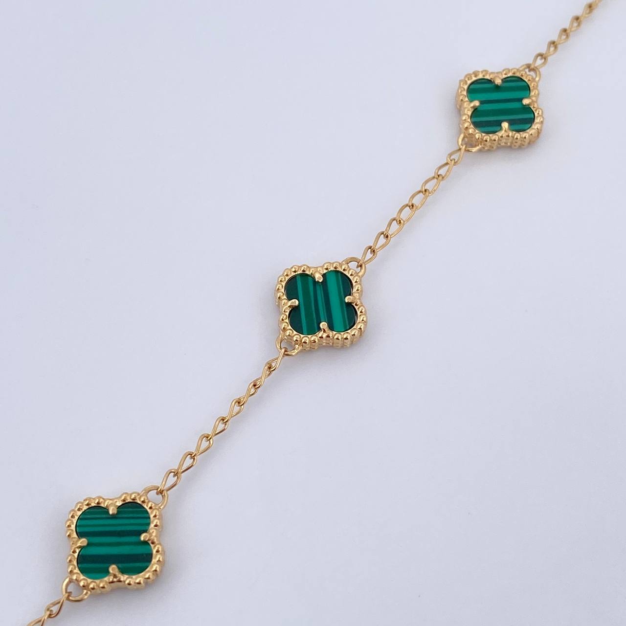 Bracelet Spike Clover 6.5gr / 19.1cm / 1.4mm Green Malachite 18K Yellow Gold &