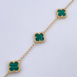 Bracelet Spike Clover 6.5gr / 19.1cm / 1.4mm Green Malachite 18K Yellow Gold &