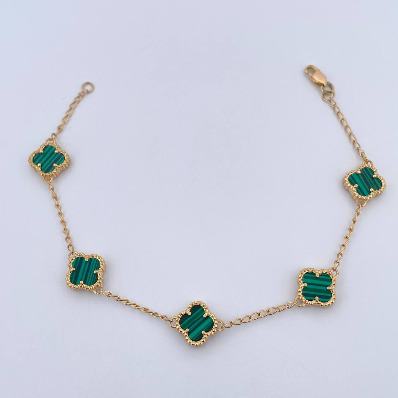 Bracelet Spike Clover 6.5gr / 19.1cm / 1.4mm Green Malachite 18K Yellow Gold &