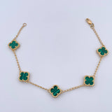 Bracelet Spike Clover 6.5gr / 19.1cm / 1.4mm Green Malachite 18K Yellow Gold &