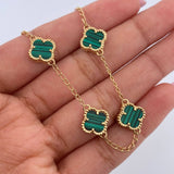 Bracelet Spike Clover 6.5gr / 19.1cm / 1.4mm Green Malachite 18K Yellow Gold &