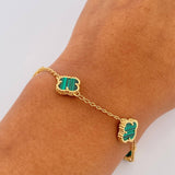 Bracelet Spike Clover 6.5gr / 19.1cm / 1.4mm Green Malachite 18K Yellow Gold &