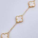 Pulso Aro Seguido Trebol 8.2gr / 17.4cm-19.5cm / 1.6mm Nacar Blanco Oro Amarillo 18K &