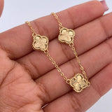 Pulso Aro Seguido Trebol 4.75gr / 16.4cm-19.1cm / 1.2mm Diamantado Oro Amarillo 18K &