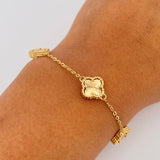 Classic Link Bracelet Clover Gradual 4.8gr / 16cm-18.7cm / 1.3mm Diamond Cut 18K Yellow Gold $