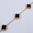 Pulso Espiga Trebol  5.45gr / 16cm-19.3cm / 1.4mm Onix Negro Oro Amarillo 18K &