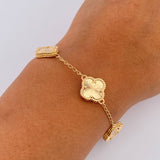 Pulso Espiga Trebol 6.05gr / 16.4cm-18.9cm / 1.5mm Diamantado Oro Amarillo 18K &