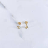 Stud Earrings Virgin Mary 0.7gr / White Zircons 18K Yellow Gold &