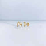 Stud Earrings Virgin Mary 0.7gr / White Zircons 18K Yellow Gold &