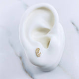 Stud Earrings Virgin Mary 0.7gr / White Zircons 18K Yellow Gold &