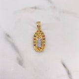 Dije Virgen Guadalupe 5.3gr / 3.3cm / Circones Verdes Fucsias Azules Blancos Dos Oros Amarillo Blanco 18K #