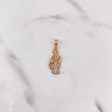 Dije Virgen Del Carmen 1.4gr / 2.6cm / Circones Blancos Oro Rosa 18K #