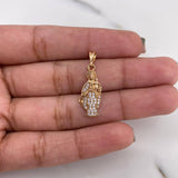 Dije Virgen Del Carmen 1.4gr / 2.6cm / Circones Blancos Oro Rosa 18K #