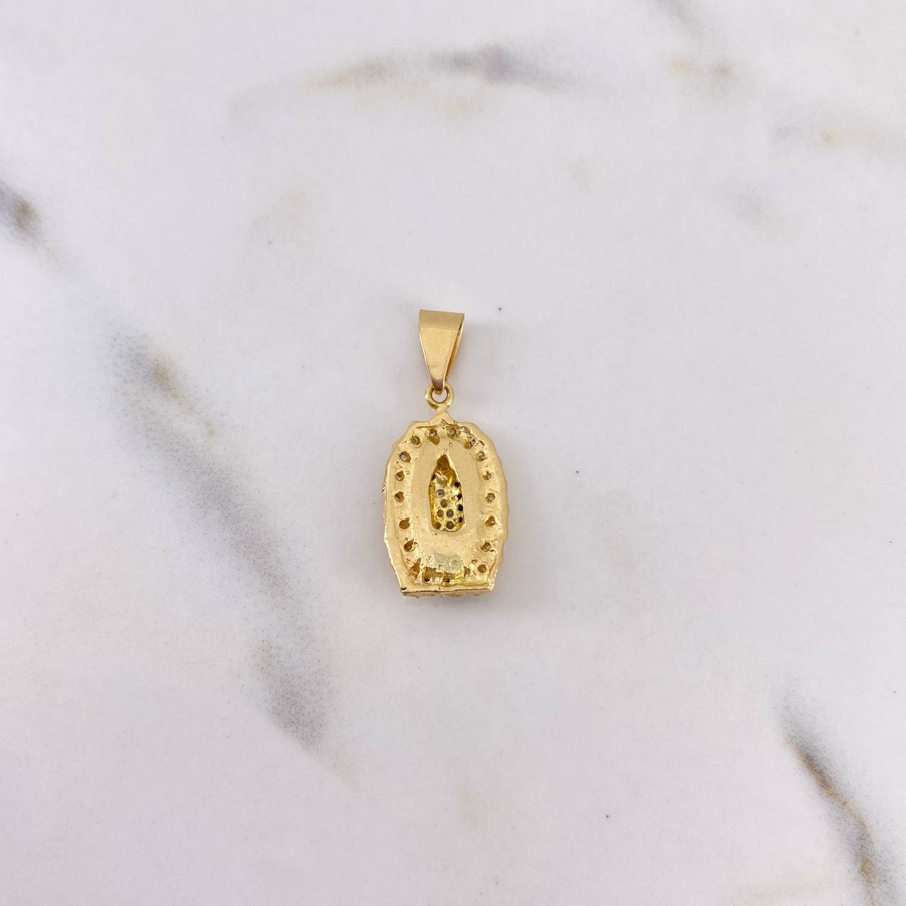 Pendant Virgin Guadalupe 3.25gr / 2.6cm / Black and White Zircons 18K Yellow Gold #
