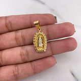 Pendant Virgin Guadalupe 3.25gr / 2.6cm / Black and White Zircons 18K Yellow Gold #