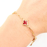 Pulso Cajon Trebol Rojo 3.4gr / 7 in / 8.1mm Oro Amarillo 18K