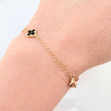 Pulso Cajón Trebol Doble Faz 2.3gr / 7 1/2 in / 8mm Oro Amarillo 18K *