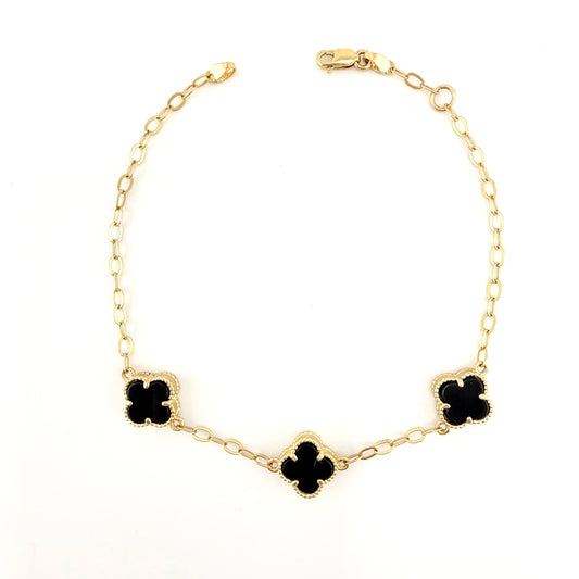 Pulso Aro Seguido Trebol Doble Faz 4.15gr / 7 3/4 in / 9.7mm Oro Amarillo Nac.Esp. 18K