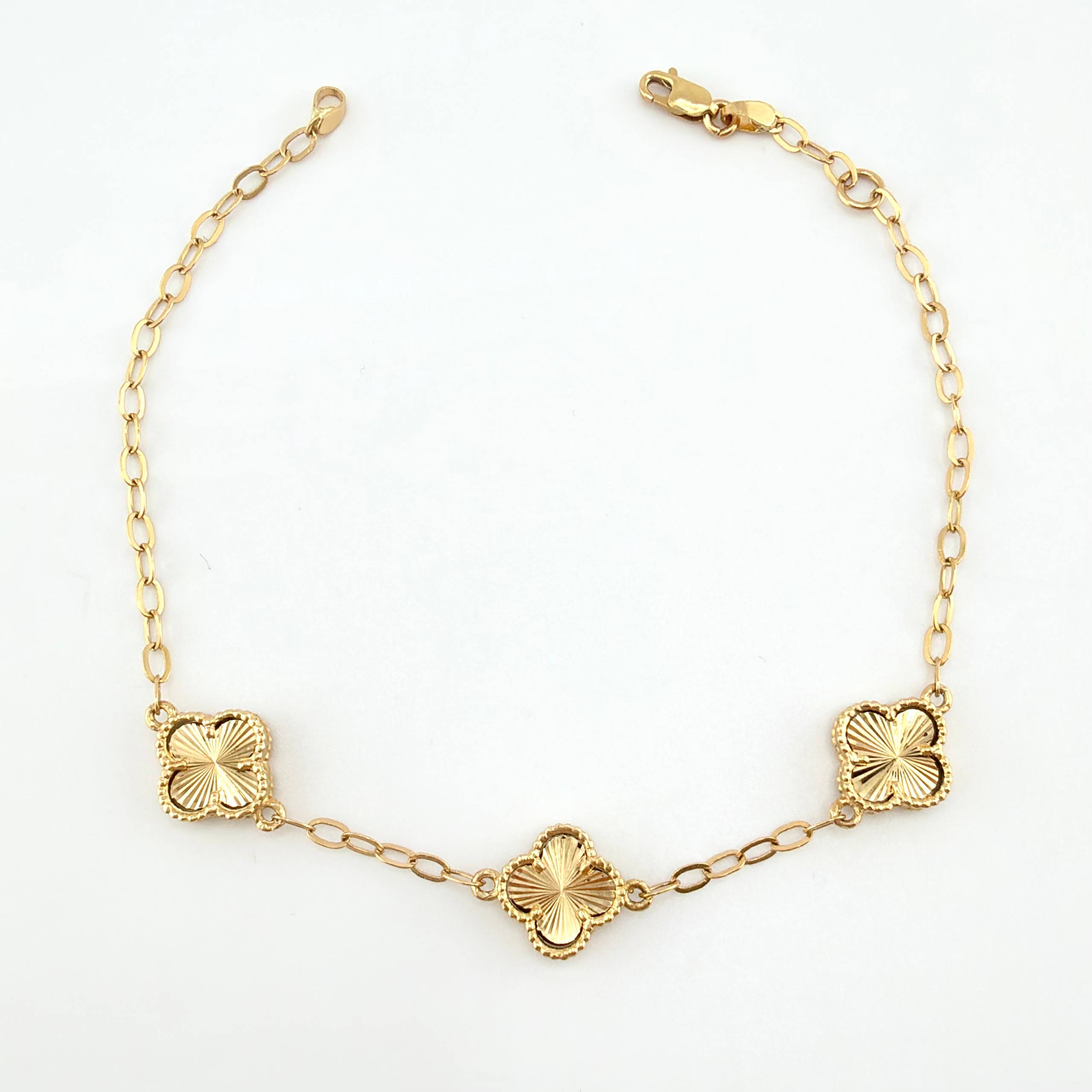 Pulso Aro Seguido Trebol Doble Faz 4.15gr / 7 3/4 in / 9.7mm Oro Amarillo Nac.Esp. 18K