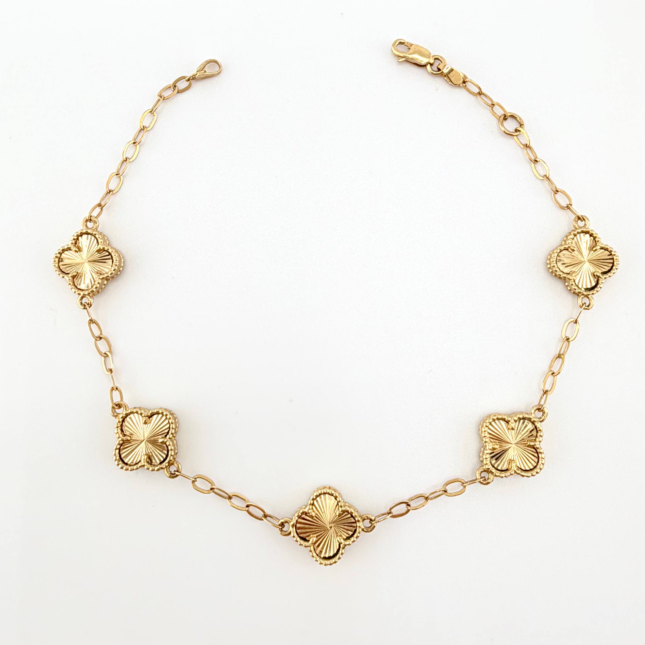 Classic Link Bracelet Double-Sided Clover 6gr / 7 3/4 in / 9.7mm 18K Yellow Gold Nat.Sp.