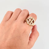 Anillo Signo Dólar Punteado 9.65gr / T10 1/4 / Oro Amarillo 18K ©