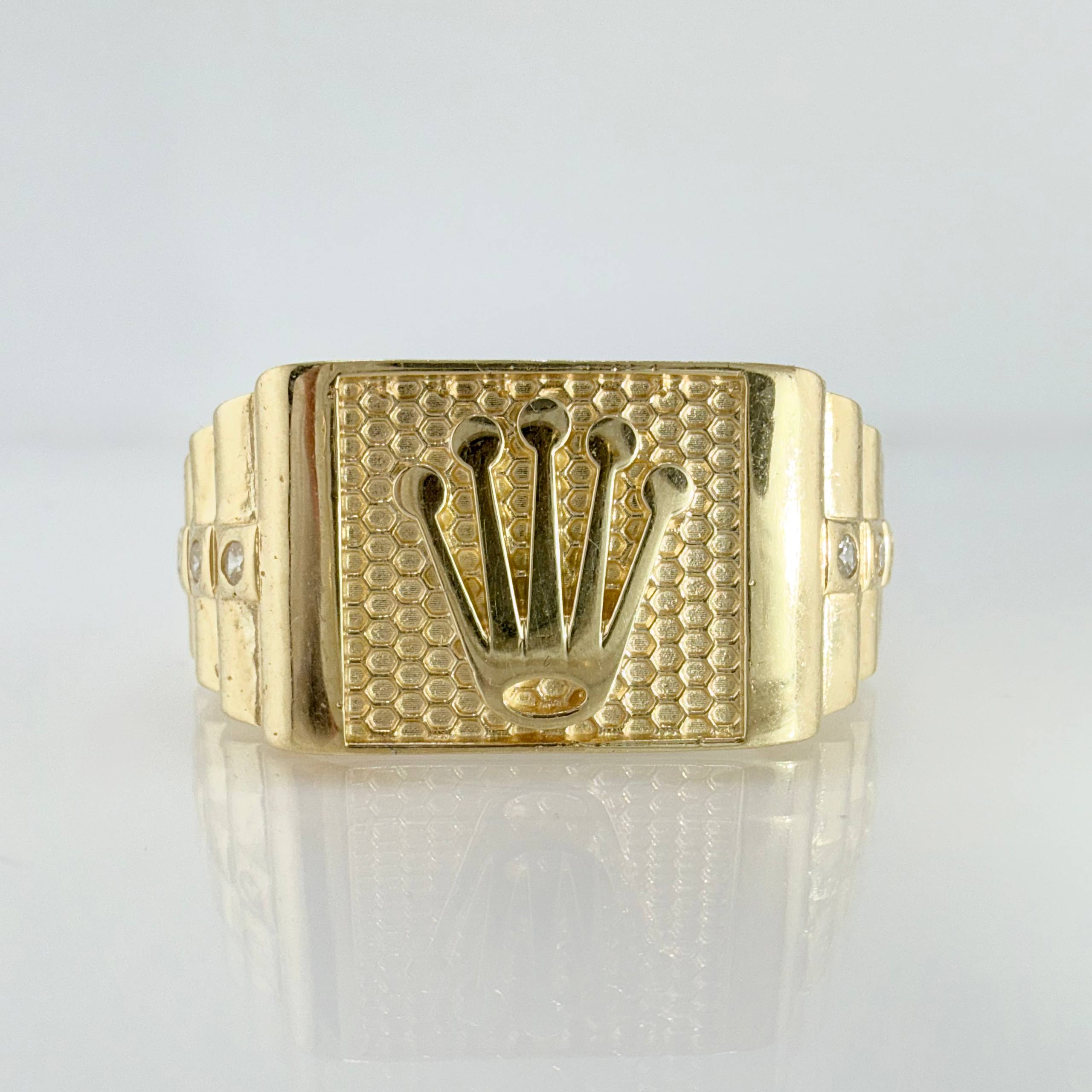 Anillo Correa Sello Corona 10gr / T15 / Oro Amarillo 18K ©
