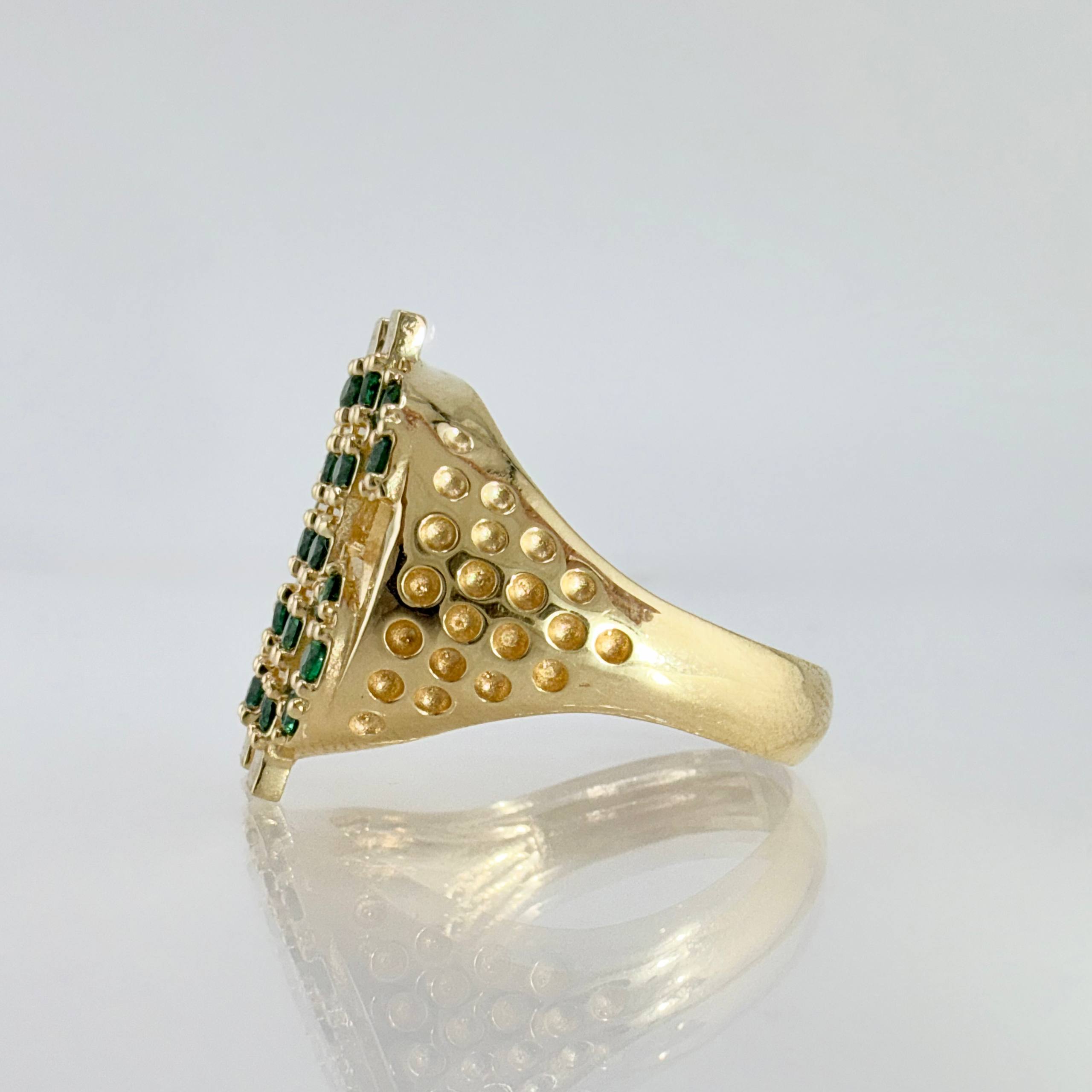 Anillo Signo Dólar Punteado 9gr / T10 / Oro Amarillo 18K ©