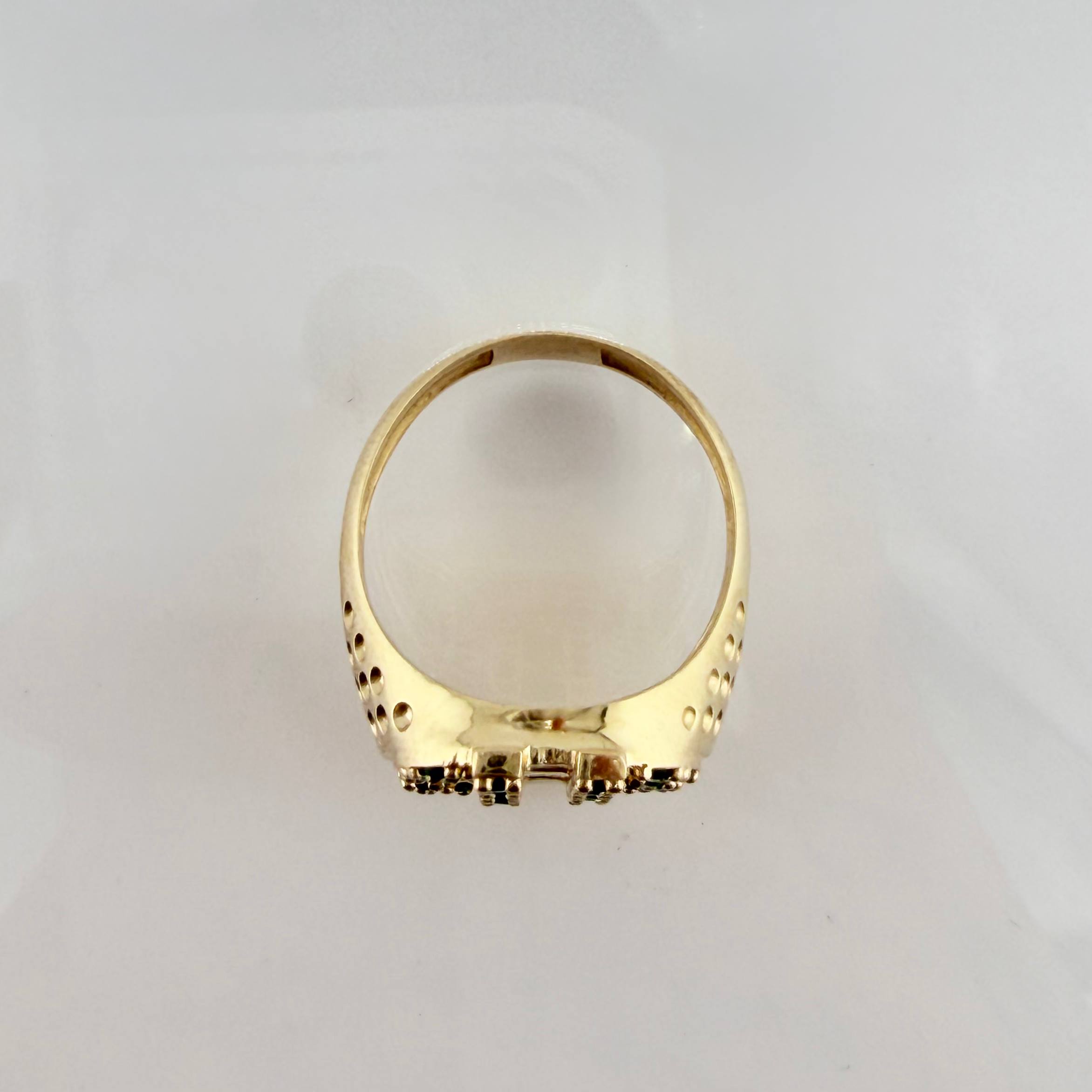 Anillo Signo Dólar Punteado 9gr / T10 / Oro Amarillo 18K ©