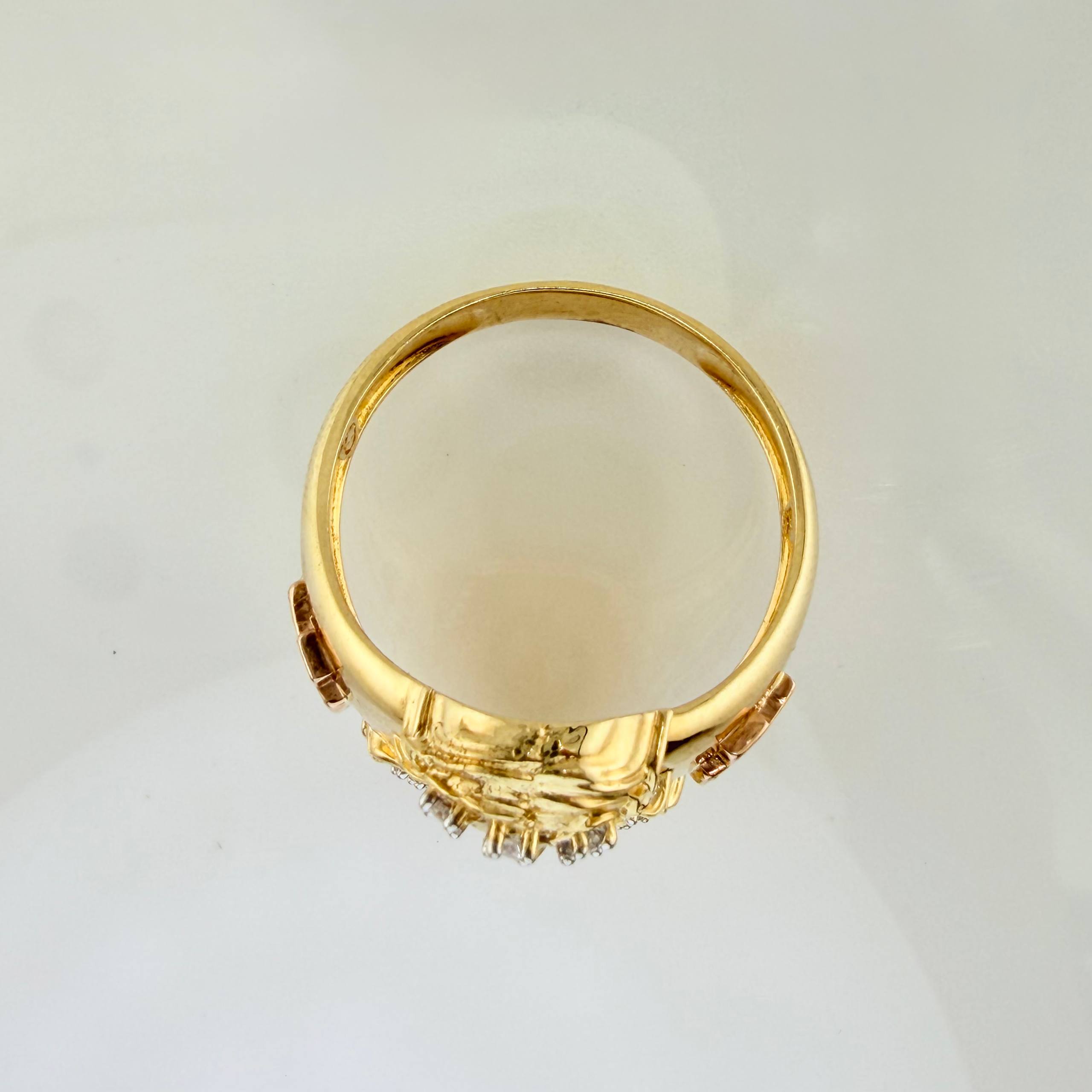 Anillo Rostro De Cristo 7.2gr / T9 / Dos Oros Amarillo Rosa 18K ©