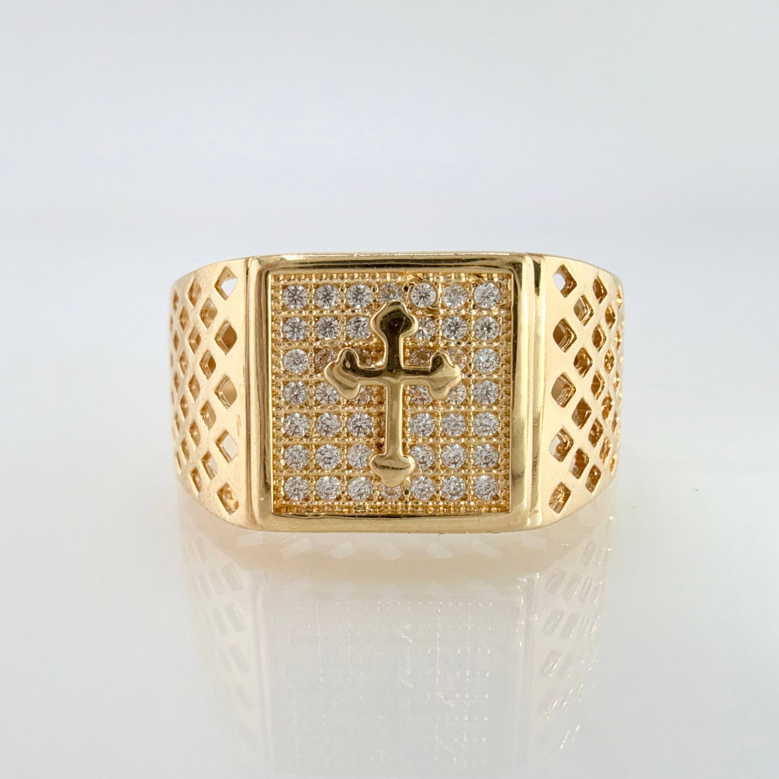 Anillo Sello Cruz Maya 6.05gr / T10 1/2 / Oro Amarillo 18K ©