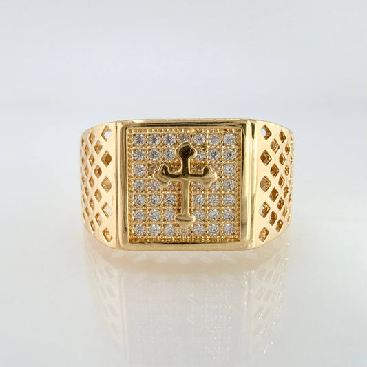 Anillo Sello Cruz Maya 6.05gr / T10 1/2 / Oro Amarillo 18K ©