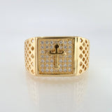 Anillo Sello Cruz Maya 6.05gr / T10 1/2 / Oro Amarillo 18K ©