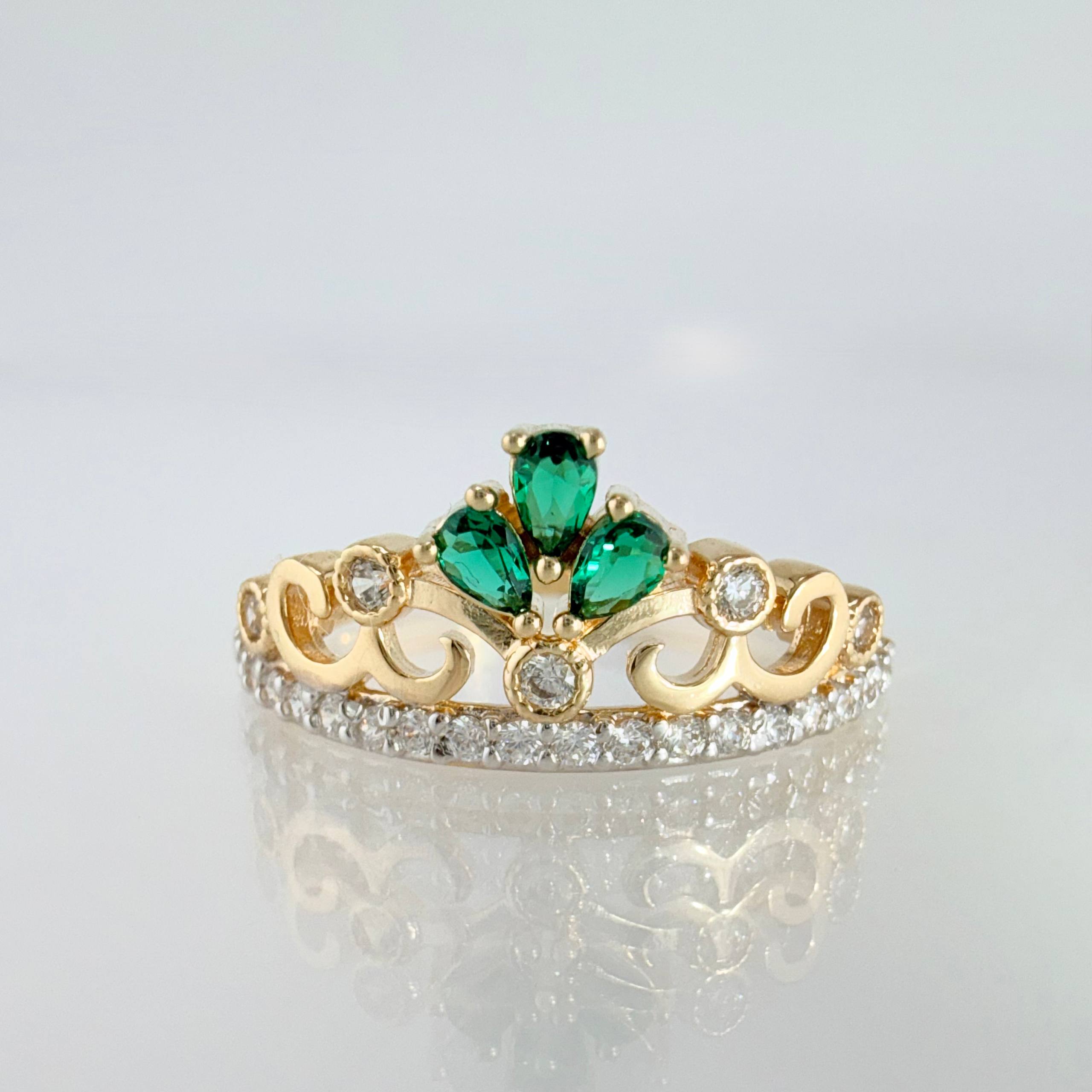 Anillo Corona Incrustada 2.65gr / T7 1/4 / Oro Amarillo 18K ©