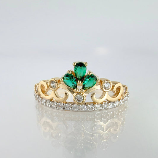 Anillo Corona Incrustada 2.65gr / T7 1/4 / Oro Amarillo 18K ©