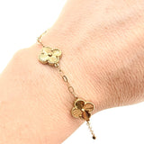 Pulso Aro Seguido Trebol Dorado 6.75gr / 7 3/4 in / 11mm Oro Amarillo Nac.Esp. 18K