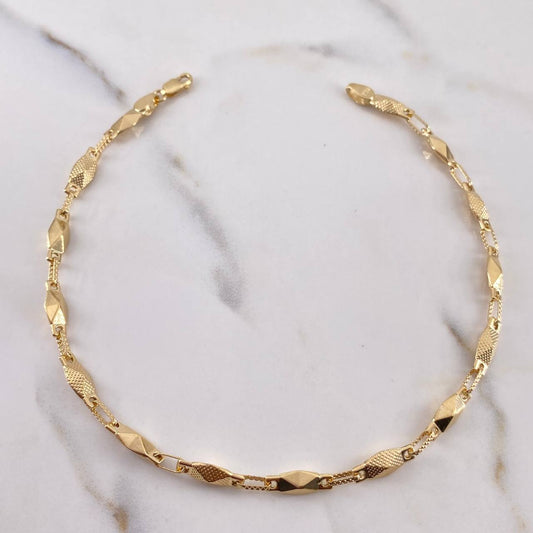 Rustic Anklet Diamonds 4.75gr / 25.1cm / 4.5mm Dotted 18K Yellow Gold $