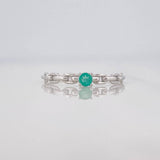 Anillo Solitario Eslabón Esmeralda 12 Pts 0.65 g / T6 1/2 Plata 925